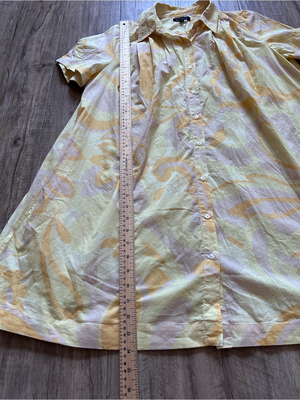 1. State Short-Sleeve Light pale butter Yellow Button front Shirt dress summer - Picture 6 of 9